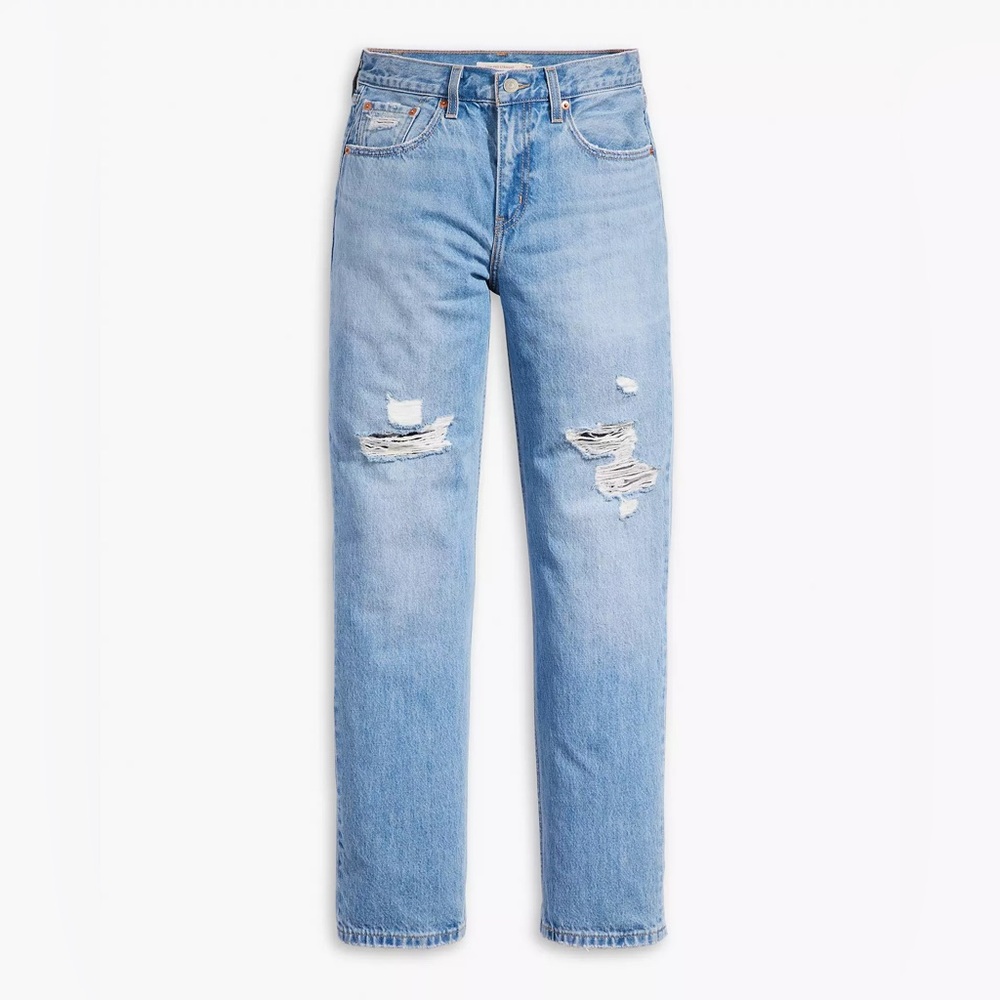 Levi’s Women's Low Pro Jeans in a distressed light wash size 27